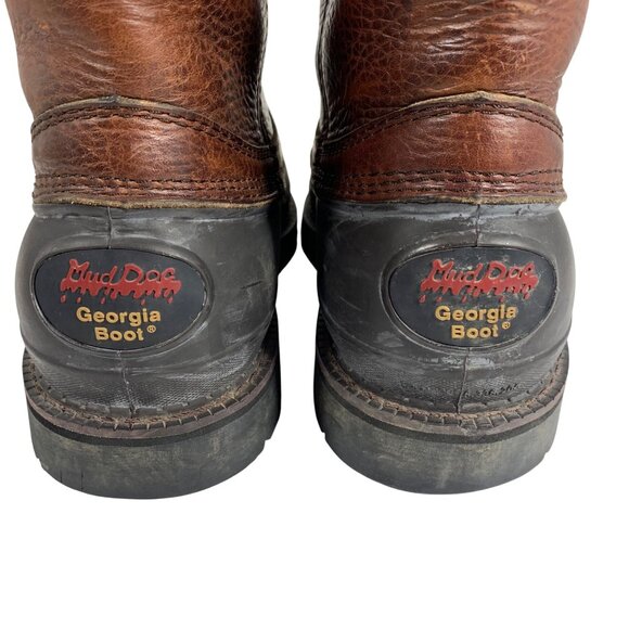 Georgia Mud Dog Pull-On Coffee Brown Leather & Rubber Work Boot Mens SZ 10.5M - Picture 5 of 10